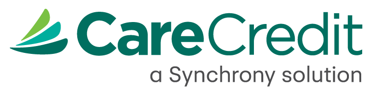 CareCredit logo with green and teal design, and text 