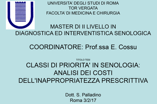 Master di II livello in diagnostica e interventistica senologica