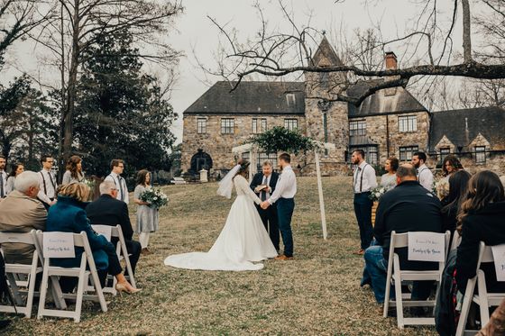 couple getting married in little rock arkansas at a castle wedding venue