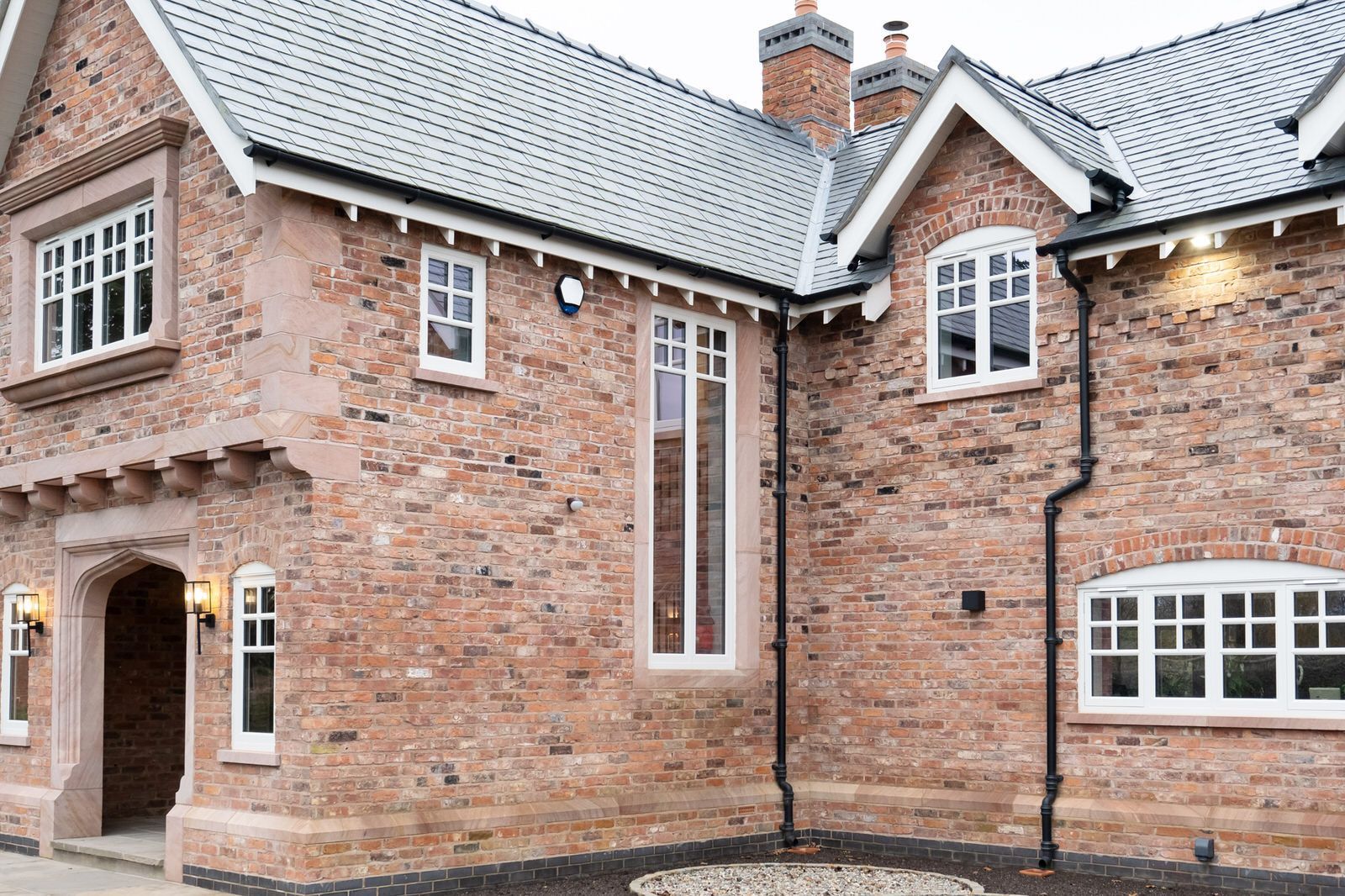 Close-up of traditional-style bricks on modern new-build home in Goostrey