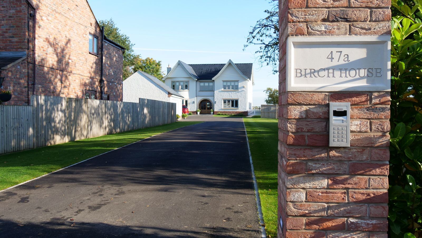Front elevation of modern new build house in Cheshire