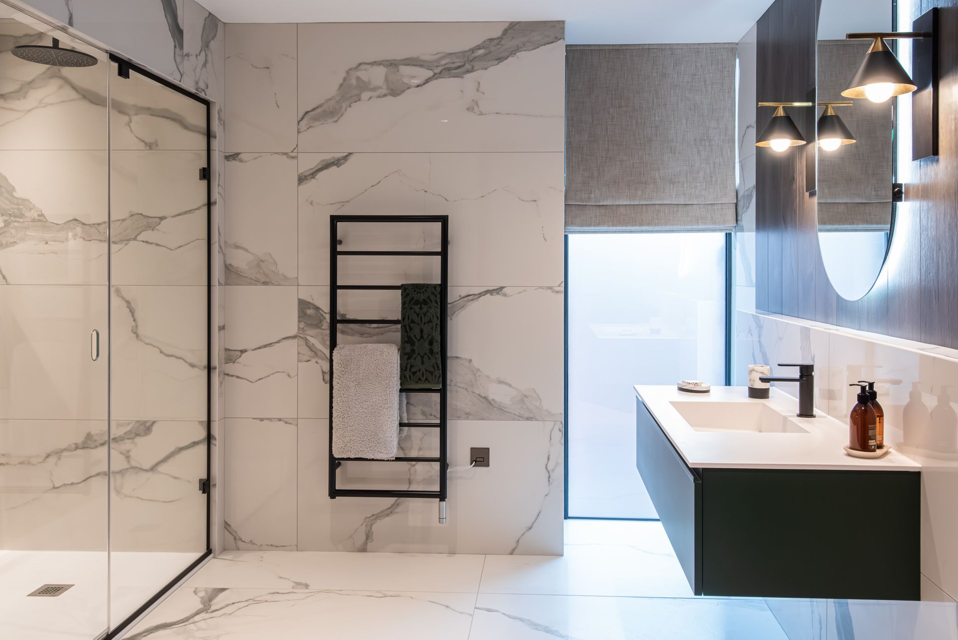 Modern, high-spec bathroom in luxury new build Cheshire, completed by Rawlinson Construction