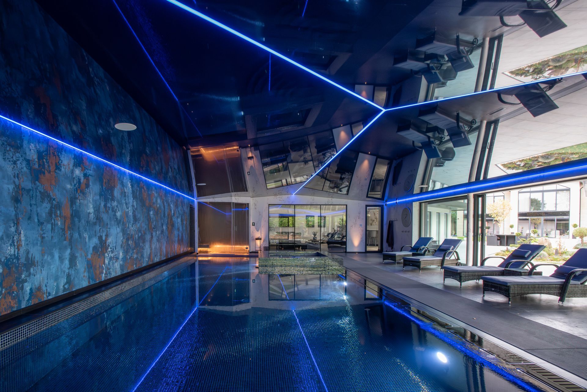 Luxury pool area at new build property in Cheshire, completed by Rawlinson Construction