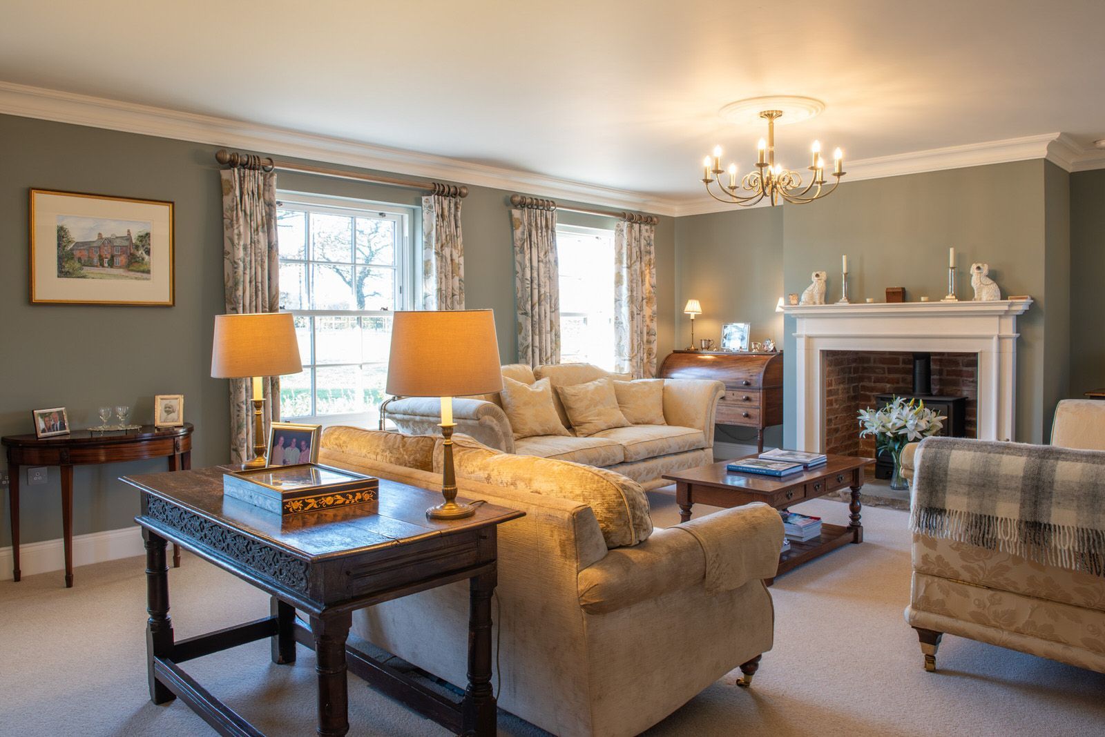 Modern country-style living area in new build Cheshire home