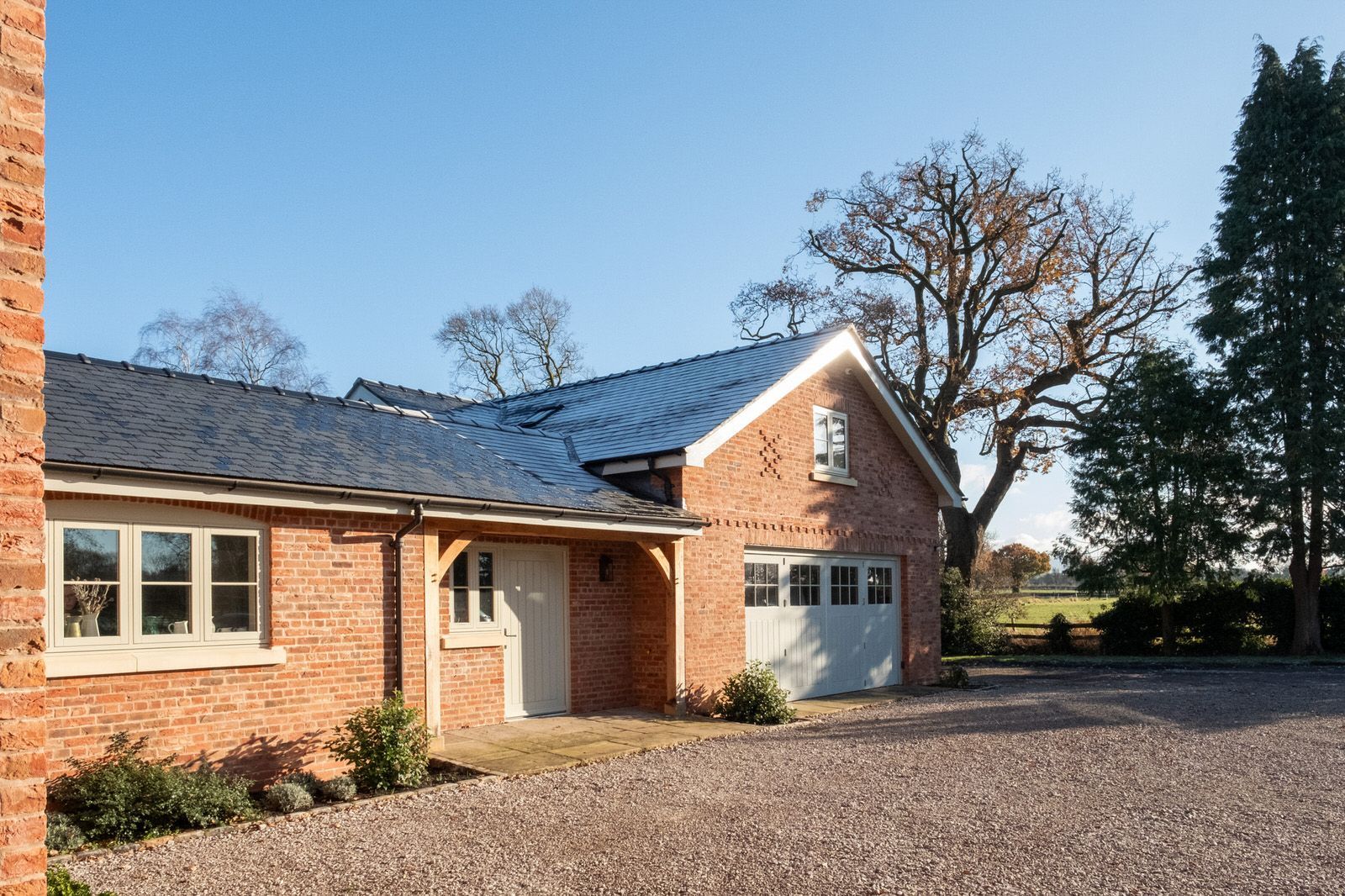 Traditional, modern farmhouse-style home in rural Cheshire