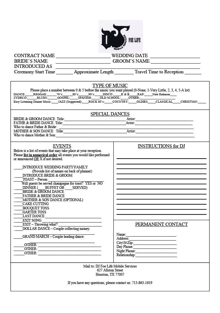 Booking Form For Your Wedding