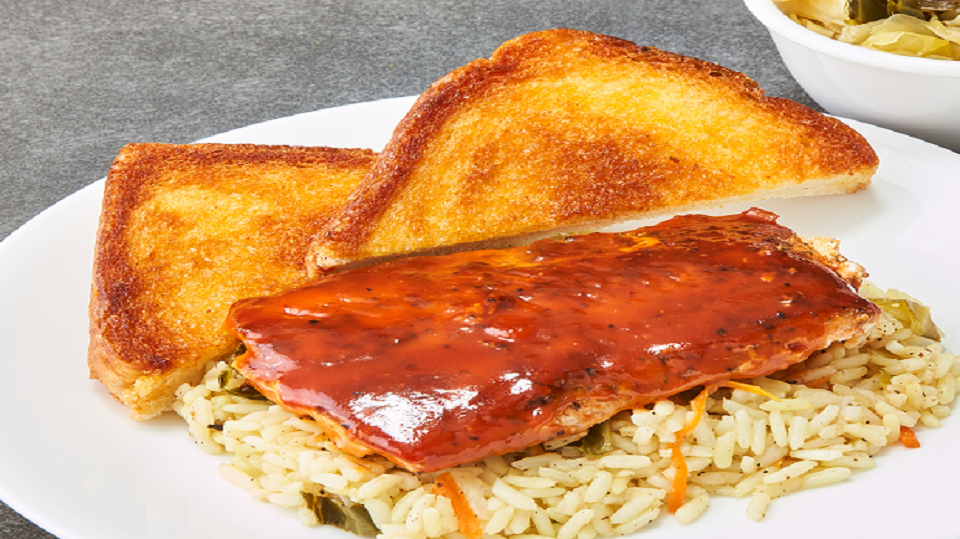 This is it! BBQ Glazed Grilled Salmon Dinner
