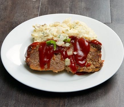 This is it! Meatloaf over Mashed Potatoes