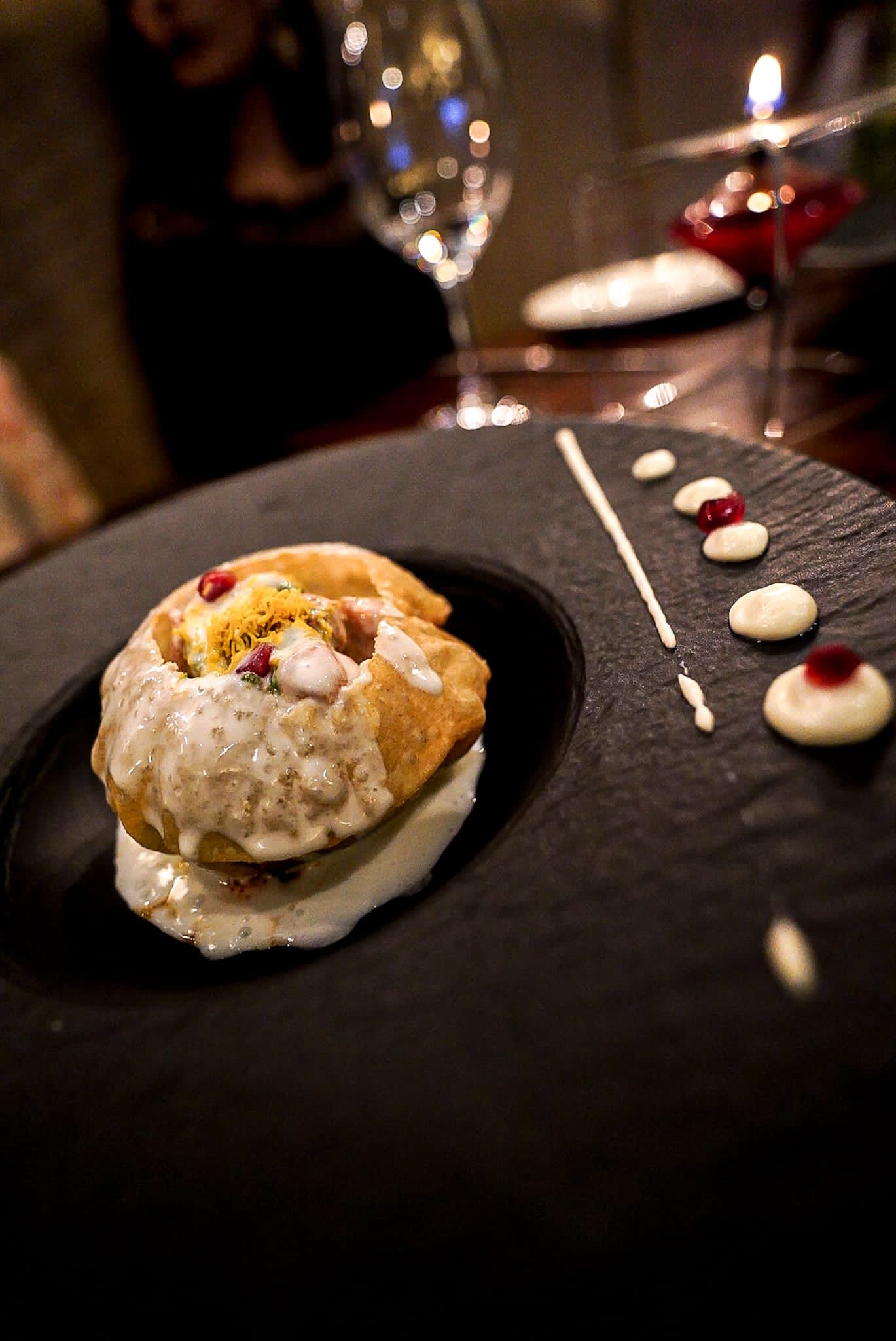 A close up of a plate of food on a table.