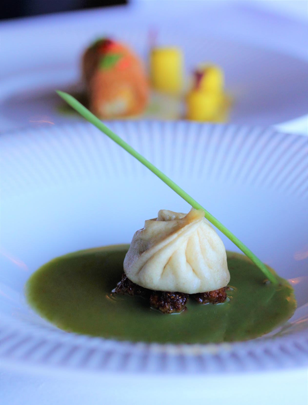 A close up of a plate of food on a table