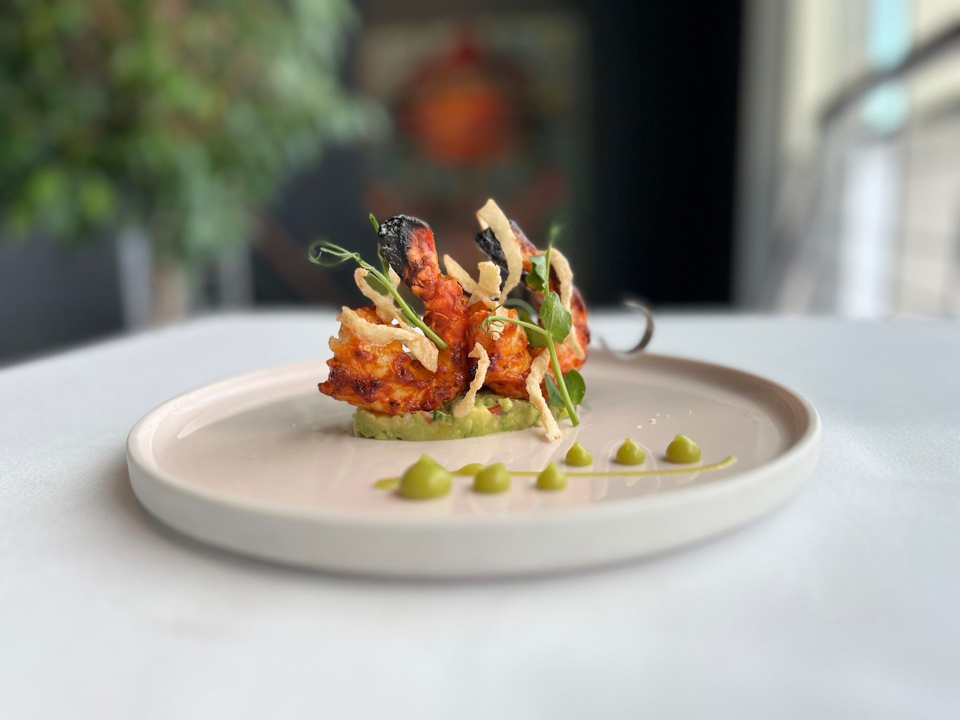 A close up of a plate of food on a table.