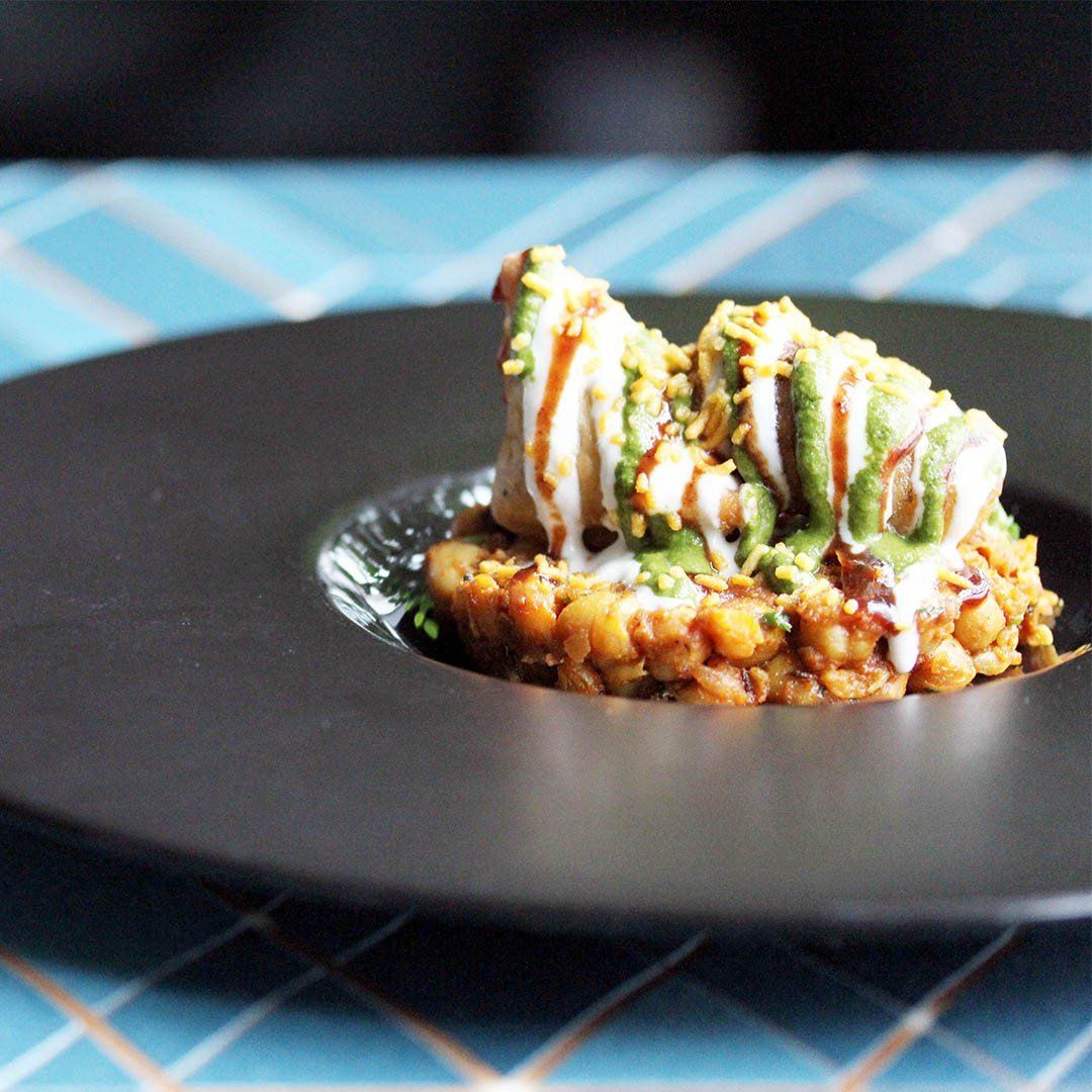 A close up of a plate of food on a table