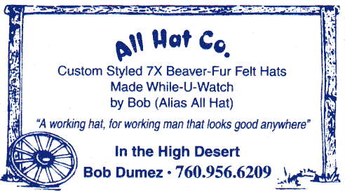 An advertisement for all hat co. in the high desert