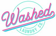 A logo for a laundry pickup and delivery service company called washed laundry co.