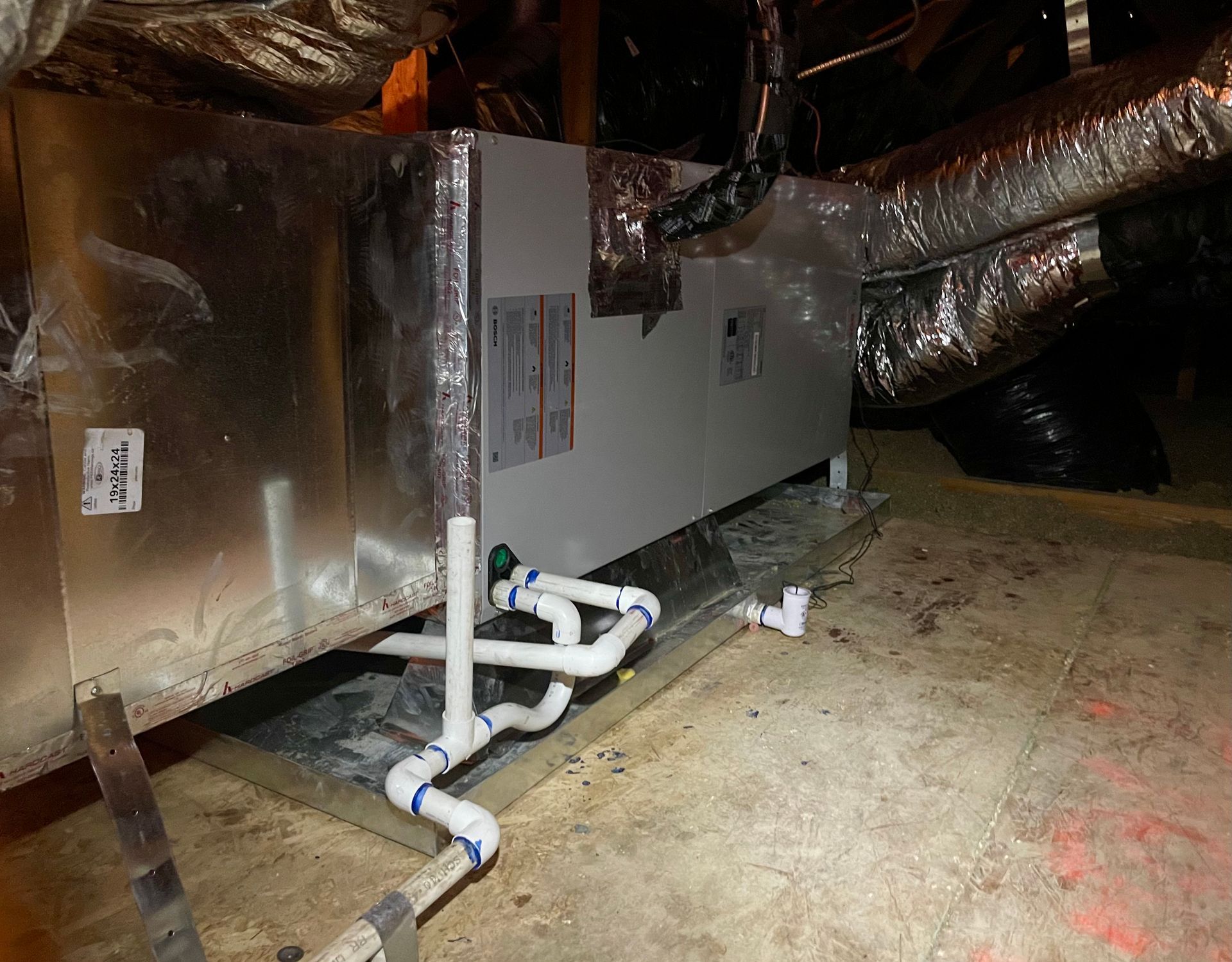 partida heating and air conditioning heater installation in attic