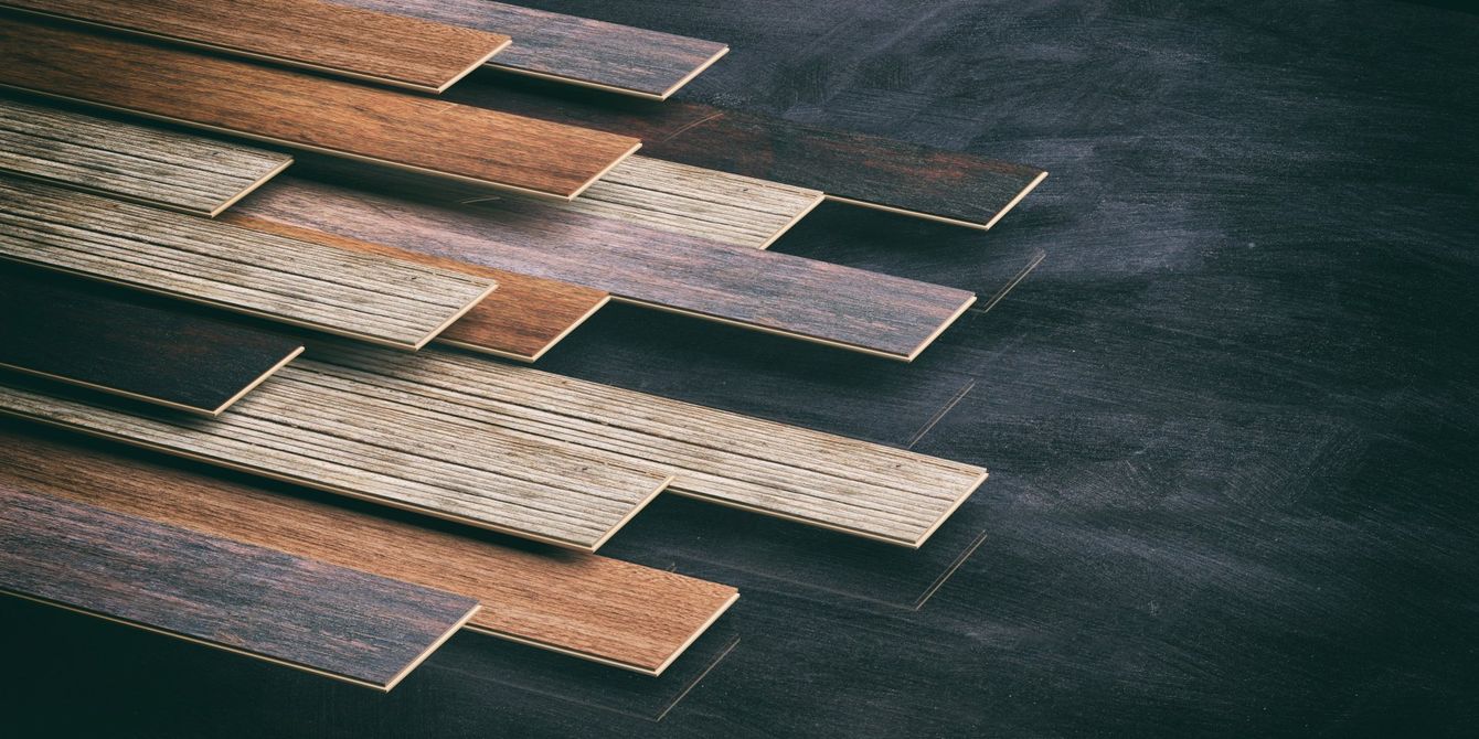 A bunch of wooden boards are stacked on top of each other on a table.