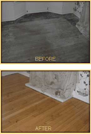 Wooden floor before and after restoration