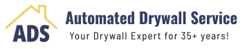 A blue and yellow logo for automated drywall service