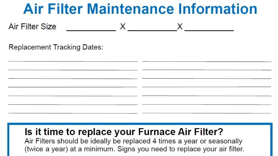 FREE Air Filter Replacement Tracking Sign - Ace Plumbing Topeka KS