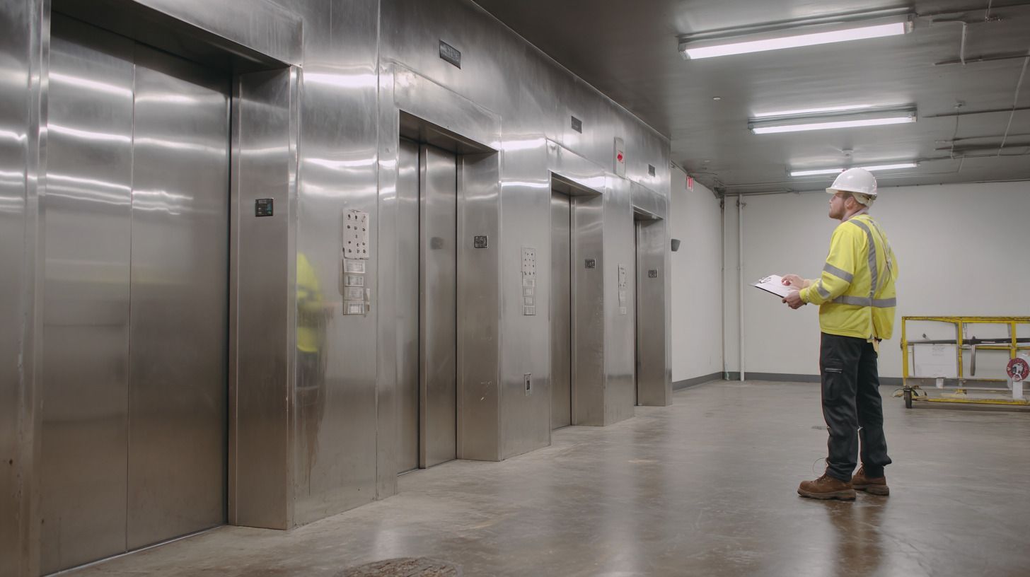 Facility manager observing elevator load test for ASME A17.1 compliance.