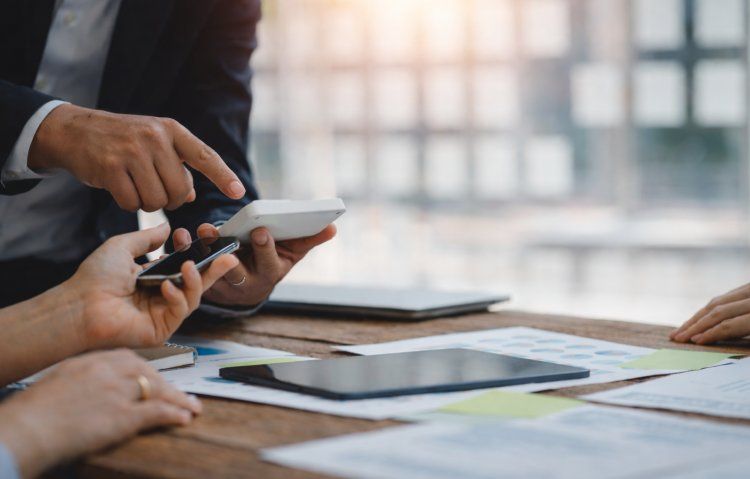 business meeting close-up with documents