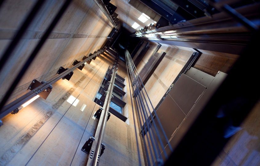 inside an elevator shaft
