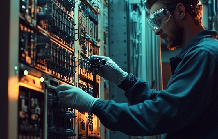 technician testing an elevator motor