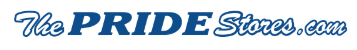 The PRIDE Stores.com logo in blue cursive script.