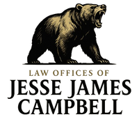 Logo: Brown bear with open mouth over "Law Offices of Jesse James Campbell".