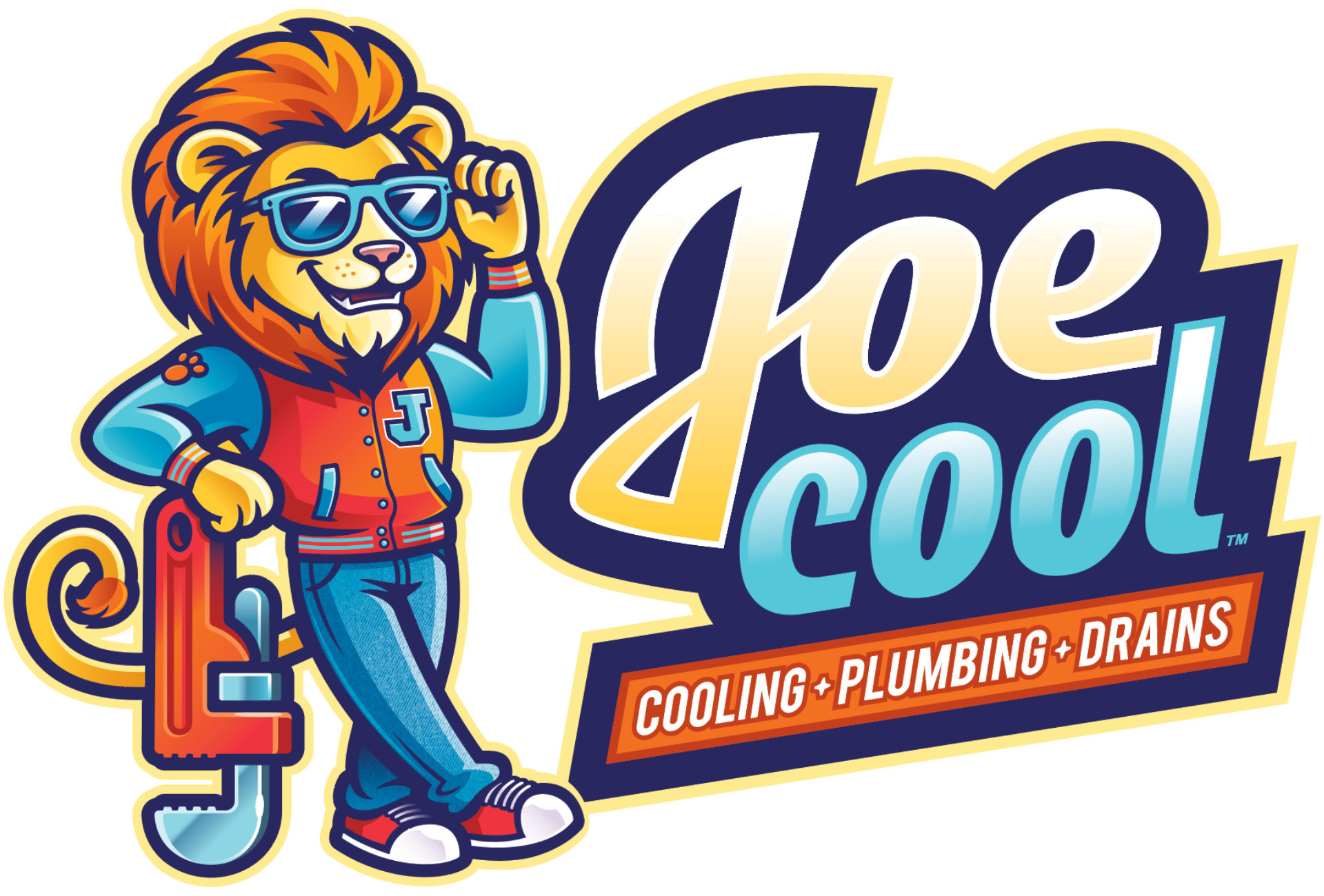 The logo for joe cool home services is blue and black.