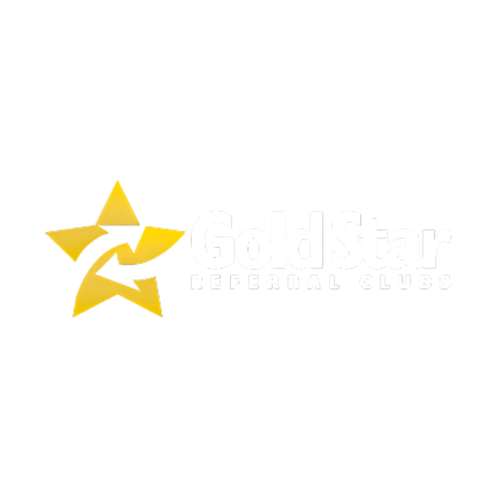 Logo featuring a yellow star with two interlocking arrows inside, next to the white text