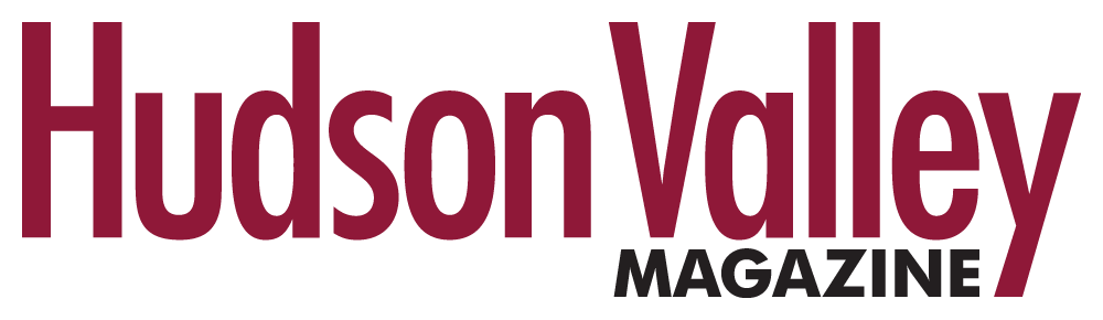 The logo for the hudson valley magazine is red and black.