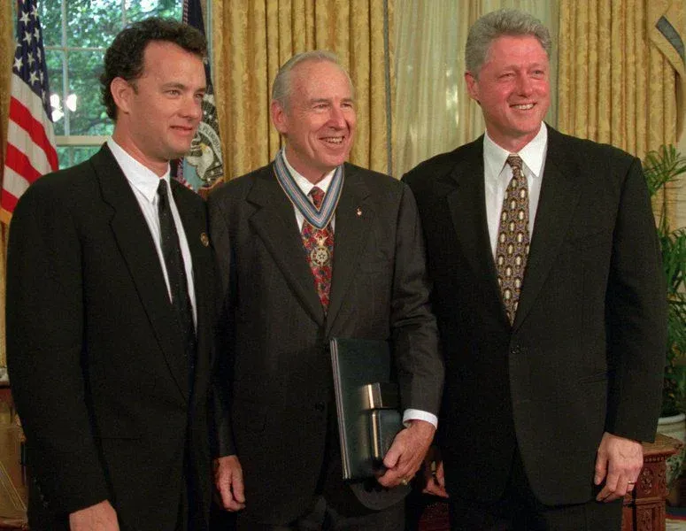 Jim Lovell with Tom Hanks and Bill Clinton