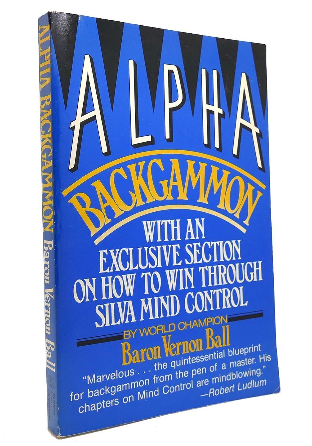 Alpha Backgammon with the book blurb written by the author of the The Bourne Identity!