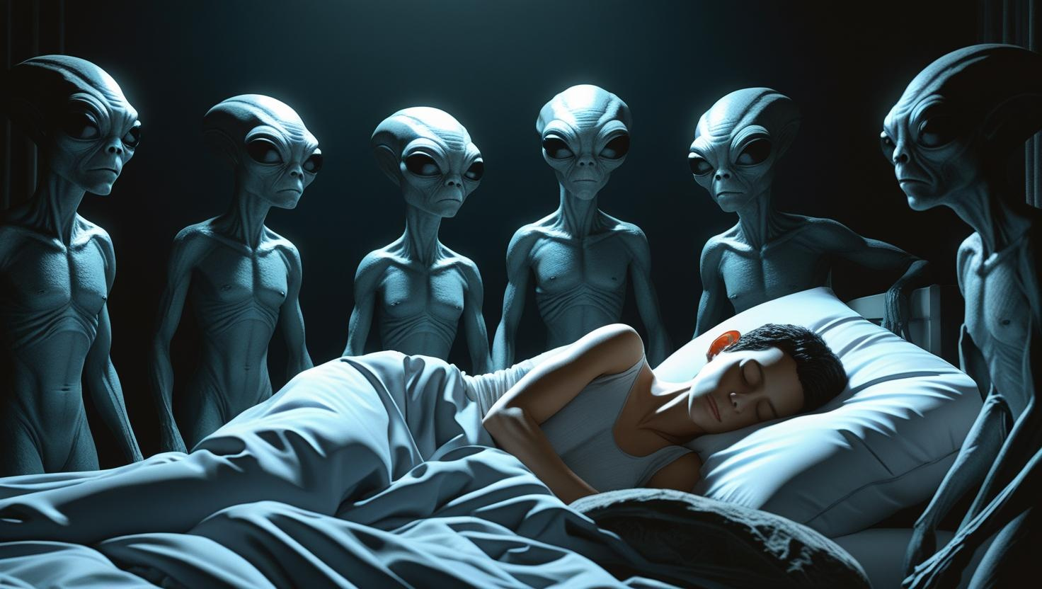 An artistic rendition of an alien abduction