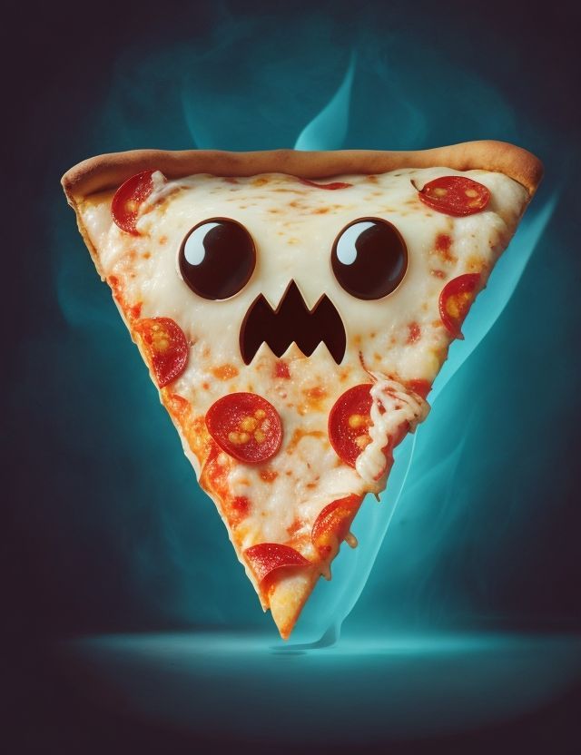 Pizza with a ghost face