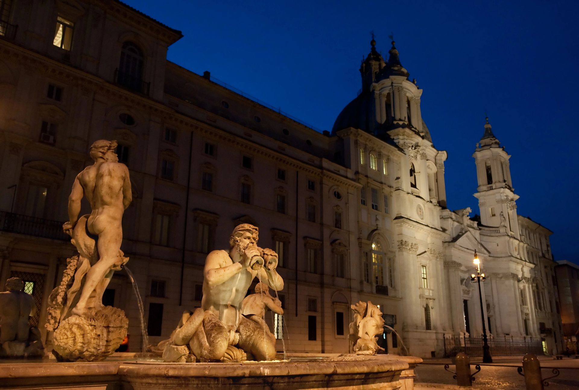Piazza Navona Fountain at Night