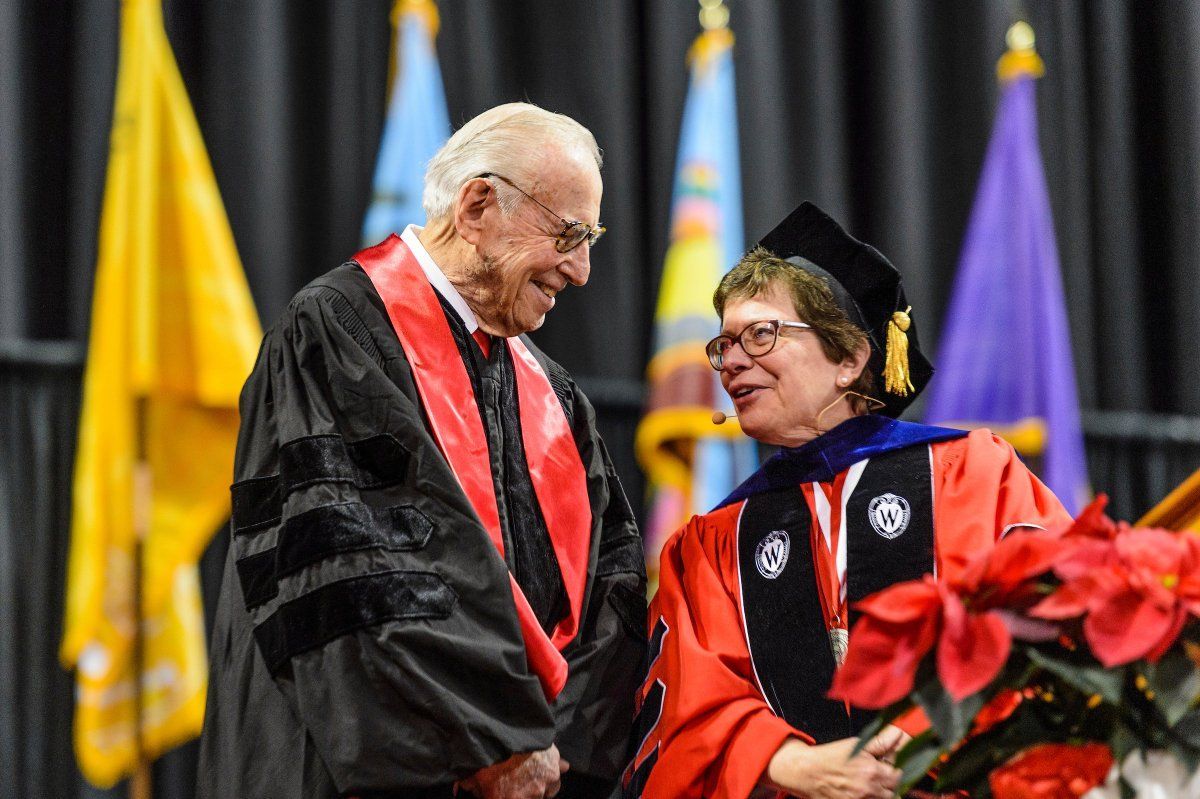 Jim Lovell at the University of Wisconsin graduation ceremony
