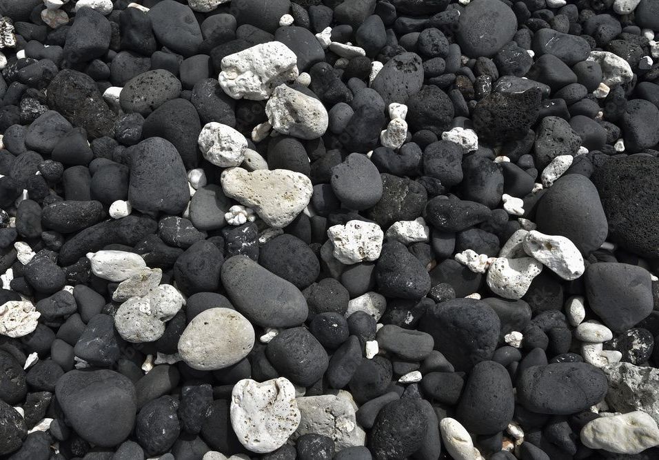 black and white lava rocks
