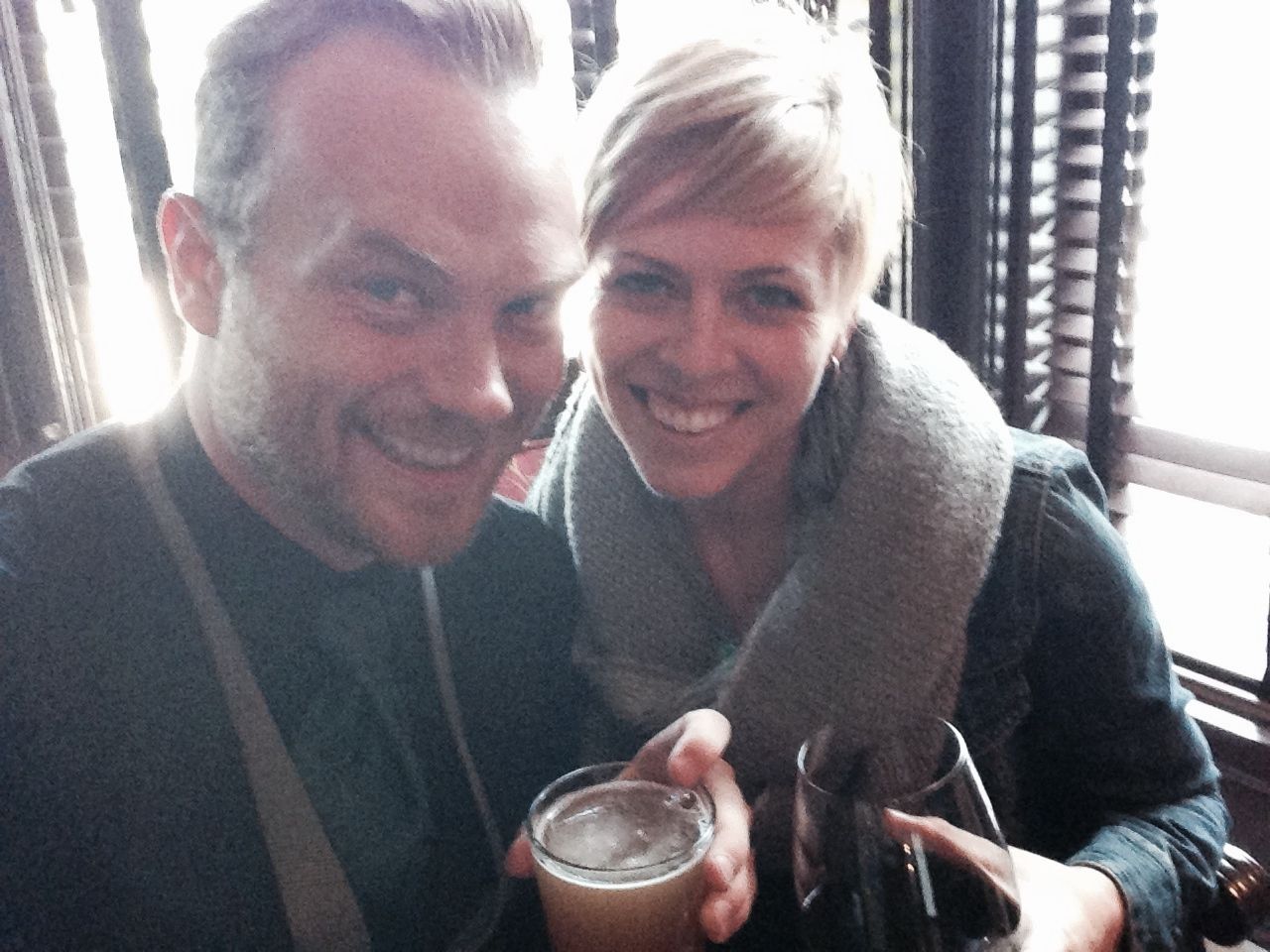 Mike Huberty having a beer at Forepaugh's Restaurant