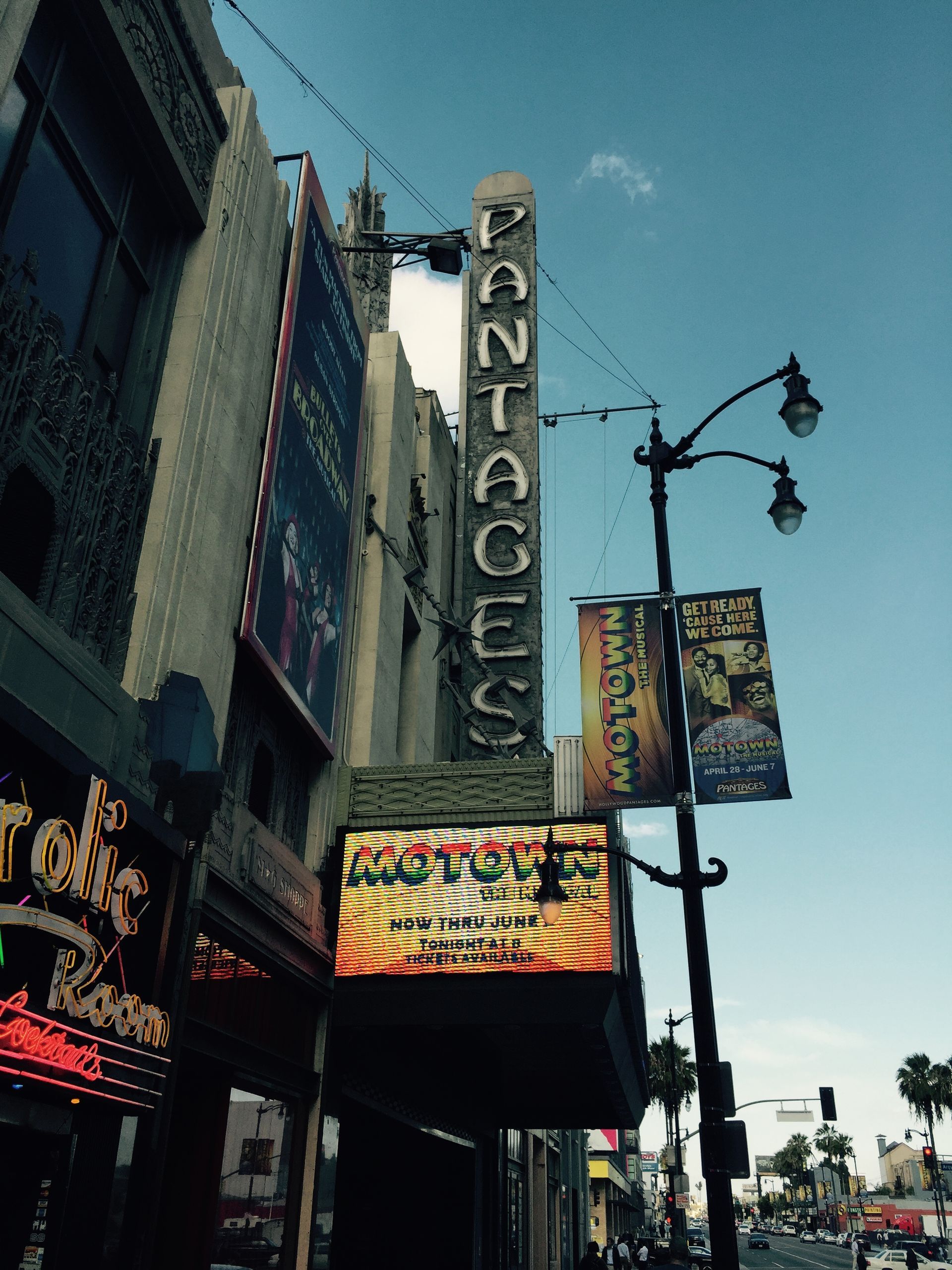 Outside the legendary Pantages Theatre and notorios Frolic Room