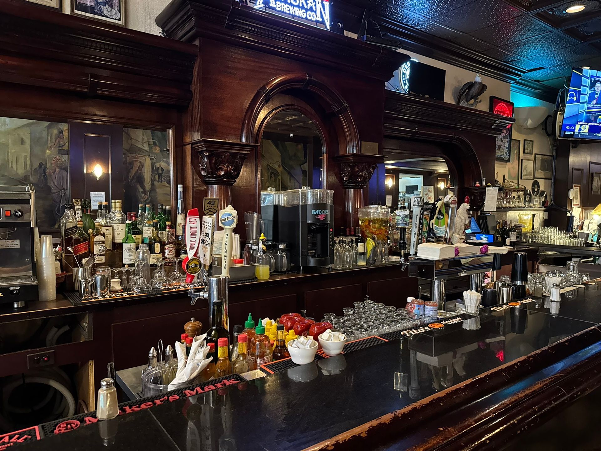The bar at Annabelle's at the haunted Gilmore Hotel in Ketchikan, Alaska