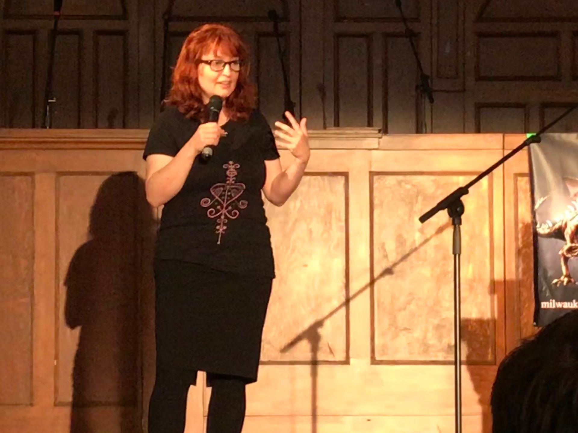 Allison Jornlin speaking at the Irish Cultural and Heritage Center at the Milwaukee Paracon 2015