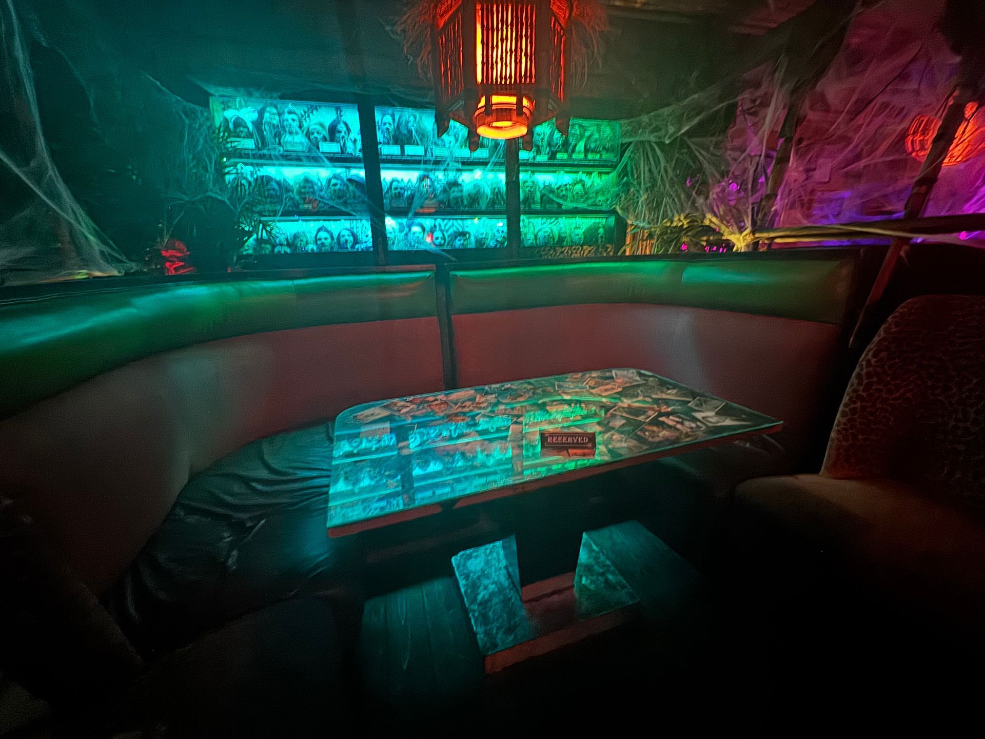 The glass table where staff claims the glass exploded on its own