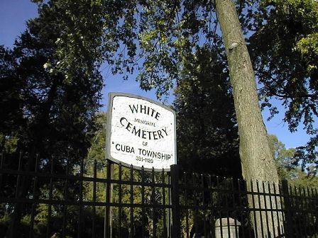 A sign for the white cemetery in cuba township