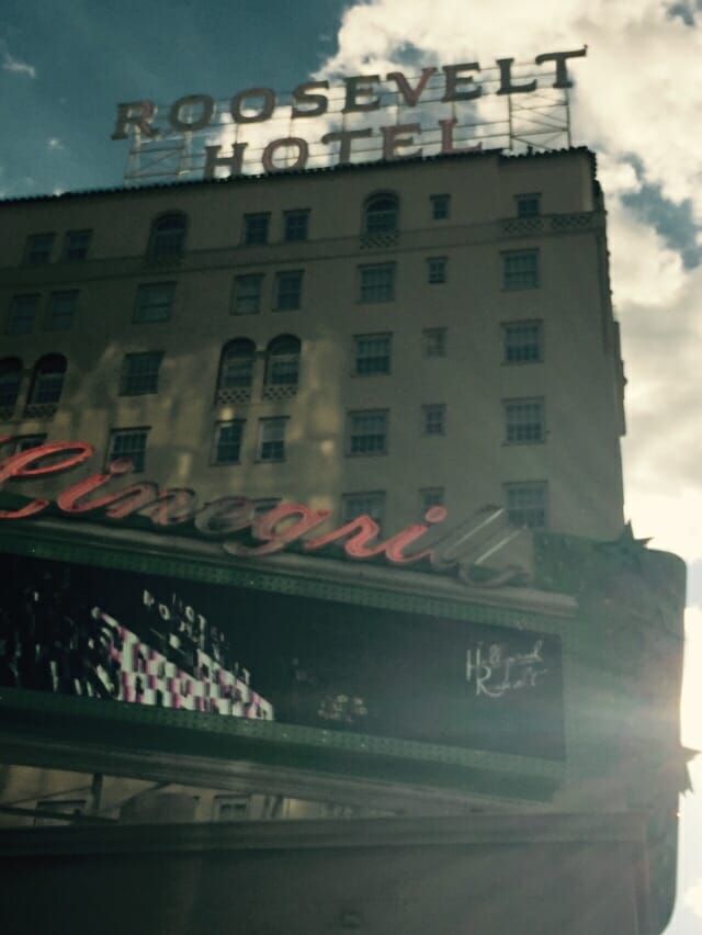 Dark image of the Roosevelt hotel in Los Angeles 