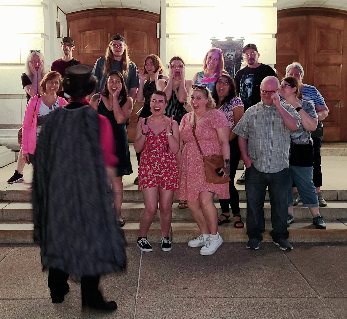 Madison Ghost Tour Group in Front of Capitol Doors