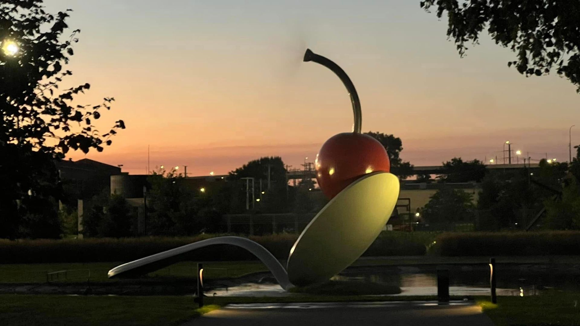 Minneapolis Sculpture Garden at dusk