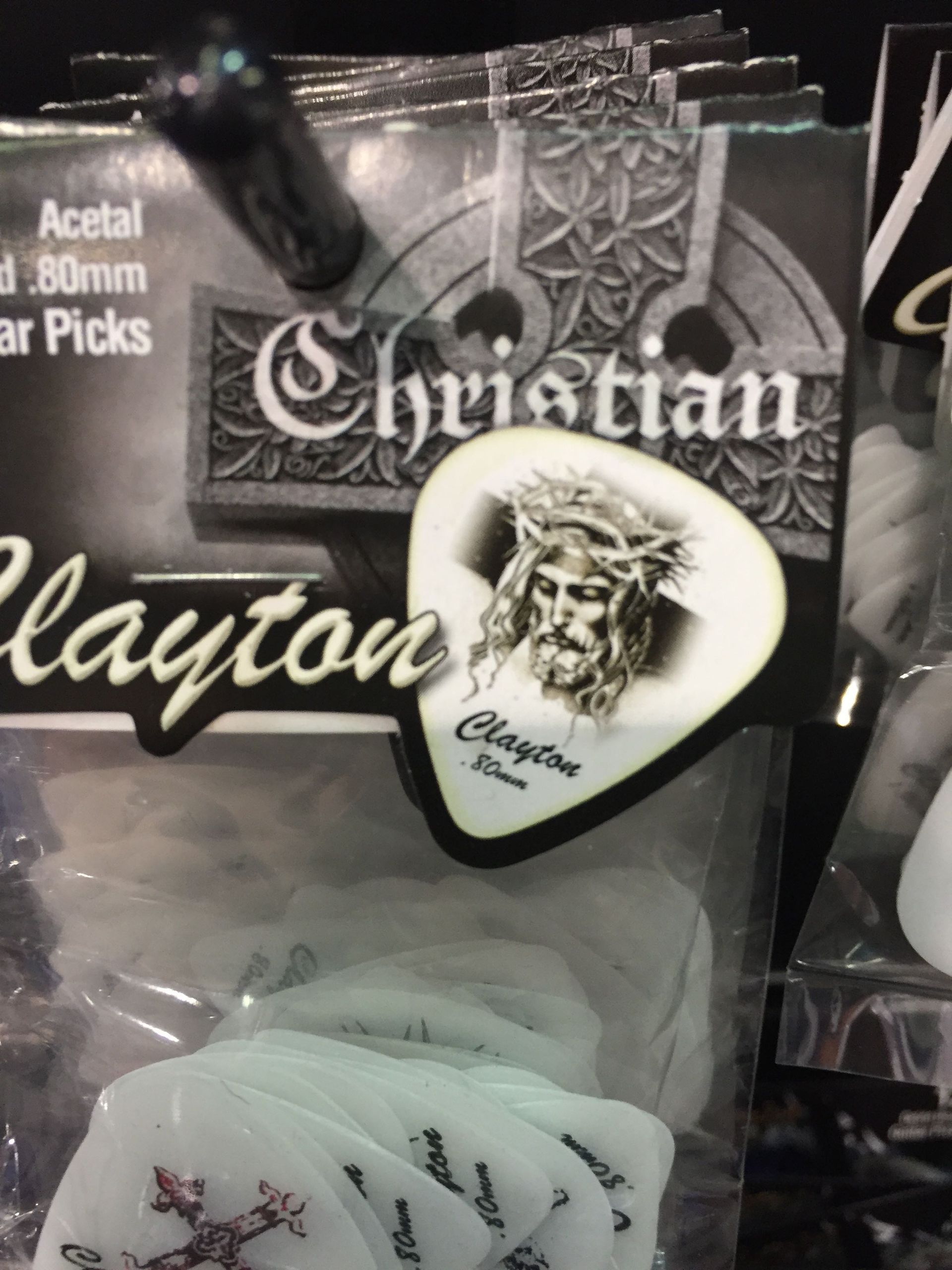 A pack of christian clayton guitar picks