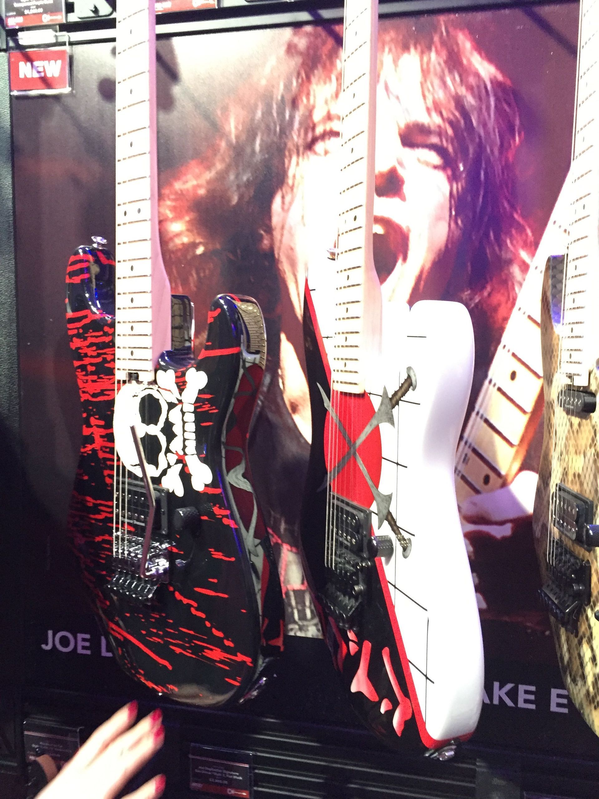 A guitar with a picture of joe lee on it
